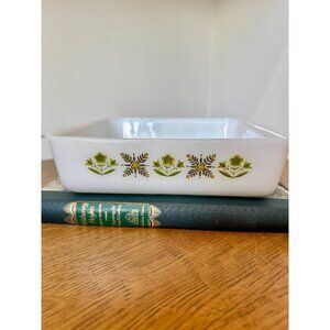 Vintage Fire-King Anchor Hocking Meadow Green Casserole Dish 10" Glass 2.5" Deep